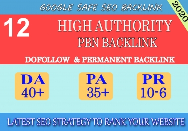 I will provide DA40+ PA30+ PR6+ 12 Web2.0 High Quality Backlink and 100 Dofollow and Permanent