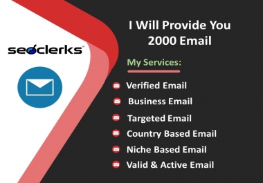 I Will Provide 2000 Valid & Active Email List Within 24 hrs