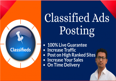 I will manually post your ads on 100 USA High Ranked classified ad posting sites