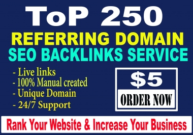 Create 250 referring domain SEO backlinks