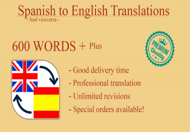 Professional translation from English to Spanish and viceversa 600w +