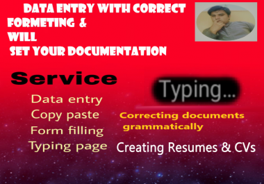 Data entry & Correction of Documents & Professional work