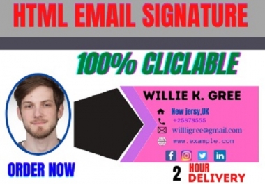 I will create clickable HTML Signature for your email