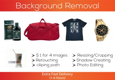 I will remove product background, photo editing, transparent, image retouching.
