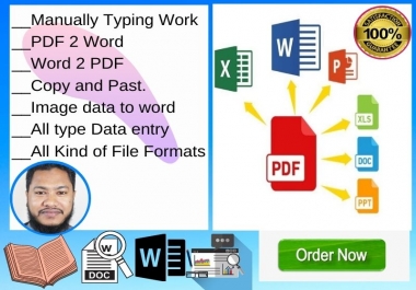 Any Data entry work PDF to word excel copy paste image data to word