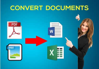 Convert Pdf or Jpeg files to Word or Excel