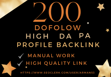 I will create 200 high da profile backlinks manually