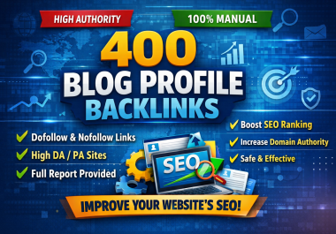 I will build 400 blog profile backlinks for website SEO boost