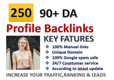 I Will MANUALLY Do 90+DA 250 Profile BackIinks for Google Ranking