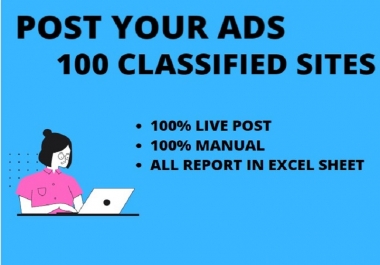 I will post 100 classified ads with live link