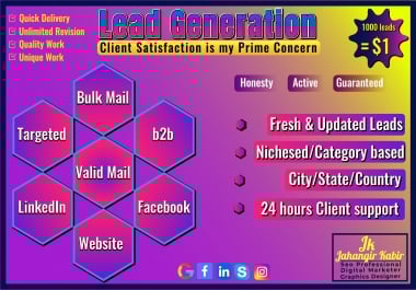 I'll provide targeted 1k leads any City any Country any niches