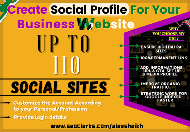 I will Setup 110 Social Profile for branding your business & Get strong backlink for website
