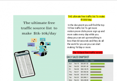 The powerful free traffic source list to make 1k-10k/day while you sleep