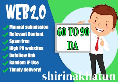 I will build 50contextual web2.0 high quality seo dofollow manual backlinks