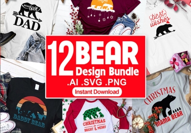 Bear SVG Christmas T shirt Design Vector Bundle