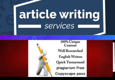 I will provide 1000 word unique ARTICLE writing for your website or Blog