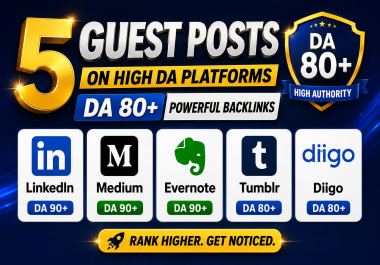 I Will Publish 5 Guest Posts on DA 80+ on Medium Tumblr and Diigo