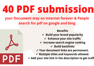 File or PDF Submission to Top 40 file and doc or Pdf sharing sites manually