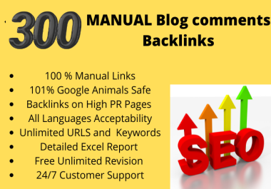 300 MANUAL Blog comments Backlinks on High DA Sites For Google Ranking