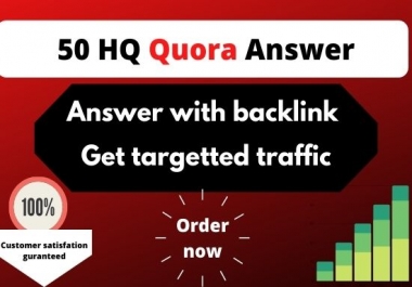 I will provide 50 HQ Quora Answer with Backlink