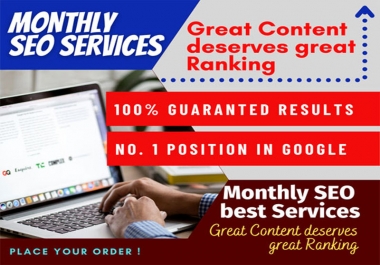 I will able to provide monthly SEO Service with Guaranteed Page 1 Ranking