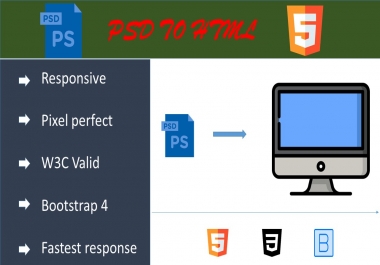 I will convert PSD to responsive HTML with Bootstrap 4 framework