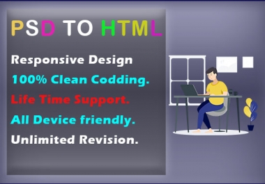 I will convert psd to html with bootstrap responsive design