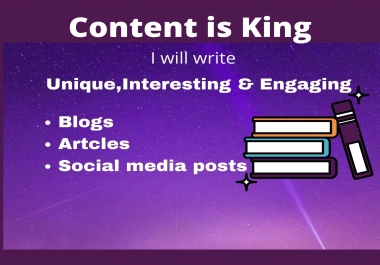 will write amazing content, blogs, articles and content for social media