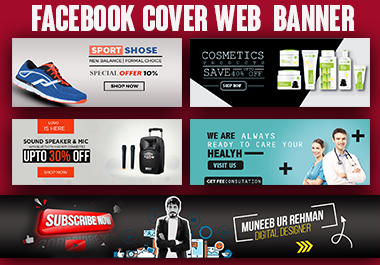  Professional Web Banner, Facebook Cover Linked in banner and youtube banner Design