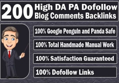 do 200 unique domain dofollow blog comment with high dapa
