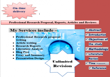 Write Professional Research/Thesis Proposal,  Reports,  Articles and Reviews