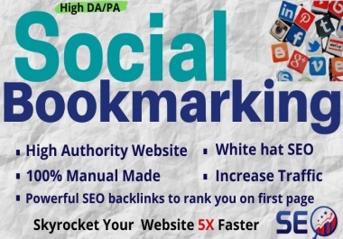 I will provide 30 high DA/PA social bookmarking for SEO