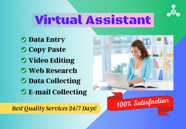 I will be your virtual assistant for data entry,  web research etc.