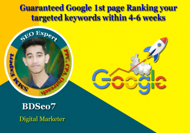 Guaranteed Google 1st page Ranking your targeted keywords within 4-6 weeks