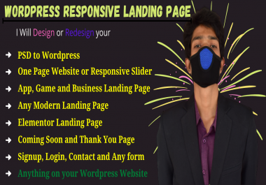 I will build a surprising wordpress landing page 2 sections