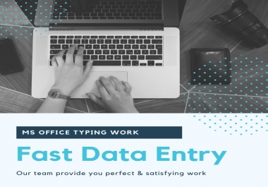 I will do fast data entry typing work ms office copy paste data entry pdf to word web research data