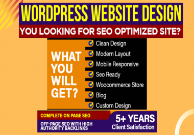I will create WordPress website design or blog with SEO optimization