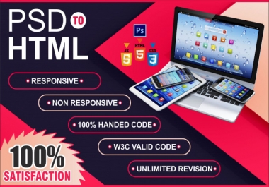 I will convert psd,  pdf,  sketch and xd to html,  responsive bootstrap 3, 4