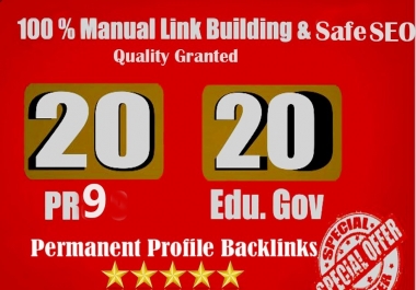 Restricted OFFER-20 PR9 + 20. EDU. GOV Permanent Backlinks From High Authority Domain For SEO RANK