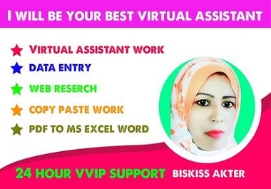 I will work for you as a virtual assistant