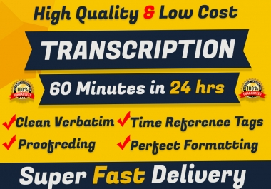 I will transcribe 60 minute video or do audio transcription in 24 hrs