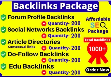 I will create all package 1000+ high authority dofollow SEO backlinks