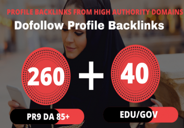 260 Pr9 + 40 Edu/Gov Pr9 High Authority Profile Backlinks