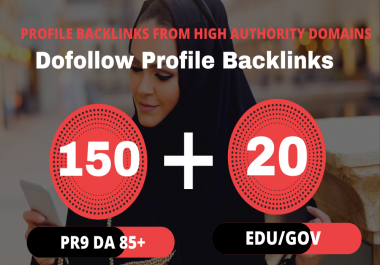 150 Pr9 + 20 Edu/Gov Pr9 High Authority Profile Backlinks