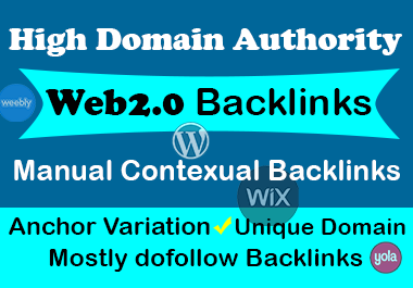 Create 15 manually High DA Dofollow Web2.0 Backlinks