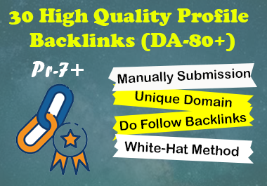 I will Create 30 High Quality Do-follow manually Profile Backlinks