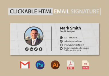 I will create a Professionally design clickable HTML email signature in just 12 hours