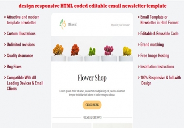 I will design responsive HTML coded editable email template