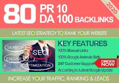 I Will MANUALLY Do 80 UNIQUE PR10 SEO BackIinks on DA50+ sites Plus Edu Links for 5