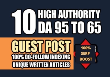 10 Guest Post Backlinks Contextual on High DA 95-65 Website for Google Ranking
